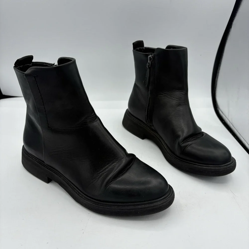 Franco Sarto Boots Womens Size 7 Beam Black‎ Leather Ankle Booties